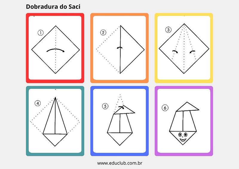 Dobradura do Saci para imprimir | Educlub